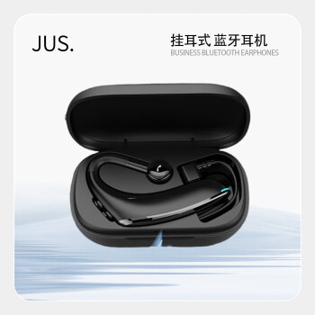 JUS 蓝牙耳机无线耳机蓝牙5.0挂耳式单耳商务开车来电报姓名运动适用通用 商务黑