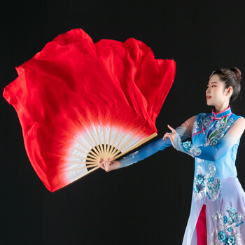 大扇子舞蹈扇 舞蹈扇子跳舞扇 真丝扇子胶州秧歌扇双面舞蹈扇倒染大
