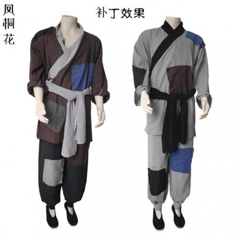 汉服男装古装成人古代老头平民百姓乞丐服演出服老爷爷贫苦农民表演服装补丁装破 补丁灰色 180【图片 价格 品牌 报价】-京东