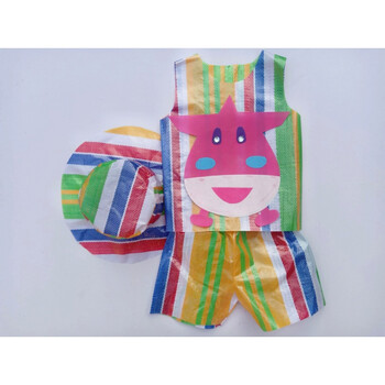 环保服装儿童衣服男女孩走秀子手工di制作幼儿园塑料袋时装秀 银色