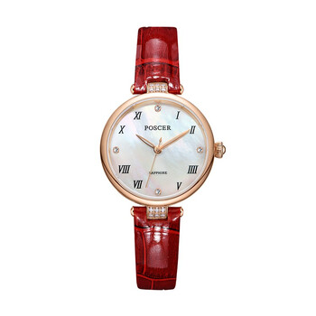 宝时捷poscer女表时尚钢带皮带石英手表女士腕表女表50081玫皮带