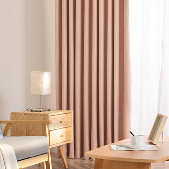 金蝉 窗帘简约现代加厚高遮光卧室窗帘布 蜜豆粉 180*260韩褶两片