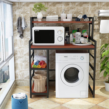 洗衣机置物架落地滚筒洗衣机架子多功能储物架阳台卫生间收纳架c款黑