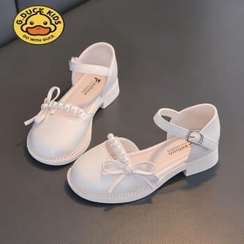 go with duck小黄鸭女童包头凉鞋夏季儿童鞋蝴蝶结珍珠软底中大童公主