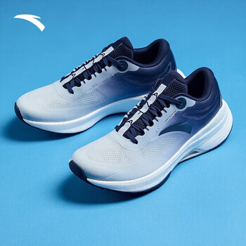 安踏男鞋创跑4代运动鞋网面透气缓震支撑耐磨跑步鞋子训练鞋子 浅雾灰