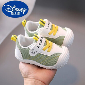 迪士尼宝宝春秋季百搭舒适鞋子女婴儿软底防滑学步鞋不掉小白鞋男童单