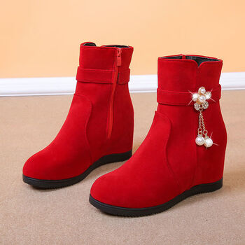 迈沃克 莆田优选韩版秋冬新款女鞋子水钻内增高侧拉链女短靴学生靴子