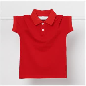 夏季初中高中生男女短袖翻领t恤上衣百搭学院风班服 纯大红色短袖上衣