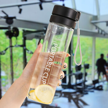 清新创意杯情侣车载防摔直身杯旅行便携带茶隔水杯透明款瓦片黑800ml