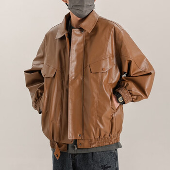賓力克日系复古皮衣外套男士春秋季新款韩版潮牌pu皮夹克宽松百搭机车