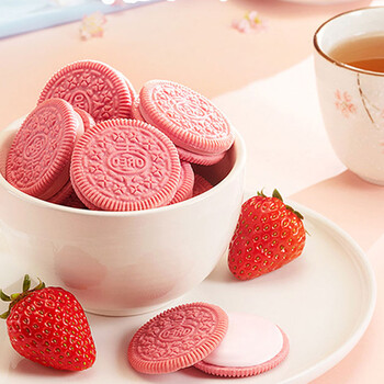 奥利奥粉色樱花草莓夹心饼干批发大礼包多口味混搭小零食24盒整箱抹茶