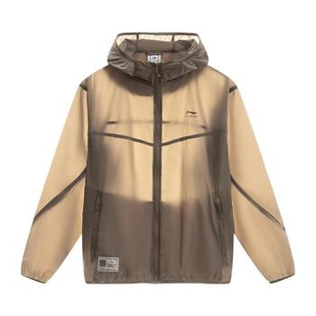 李宁风衣男防晒服23夏季男子连帽防晒运动风衣afdt163刚 驯鹿棕afdt