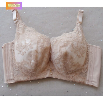 文胸罩杯软钢圈大胸显小聚拢收副乳文胸薄款调整内衣女bcde肤色3475e