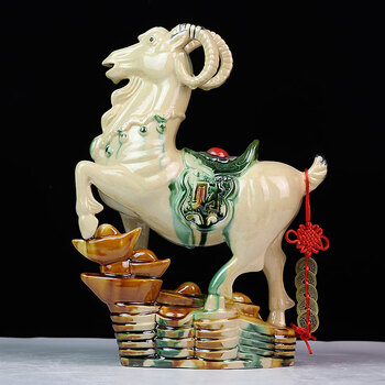 家居办公室摆件三羊开泰生肖羊摆件客厅电视柜摆件工艺品 旺财羊白色
