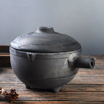 秀禧 熬药罐砂锅老式药勺无釉土陶中药罐煎药罐明火燃气煎药瓢 大号熬