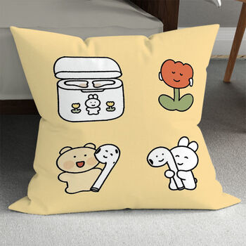 膜法龙卡通手账简笔插画方形抱枕ins风家居可拆洗靠垫办公室午睡专用