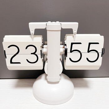 摆件座钟现代简约机械时钟摆钟家装台钟 24小时数字显示全白款( 电池)