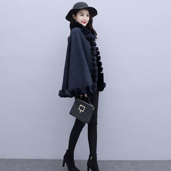趣仕达新品披肩女秋冬款时尚加绒加厚披肩斗篷外套女冬新款小个子气质