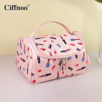 琪斐诺（Ciffnoo）化妆包女便携大容量少女心手提口红包防泼水旅行洗漱收纳包 粉红色