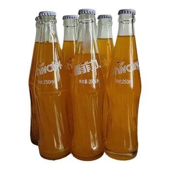 食芳溢齐齐哈尔雪菲力汽水玻璃瓶菠萝味橙味饮料老式大香槟250ml6瓶橙