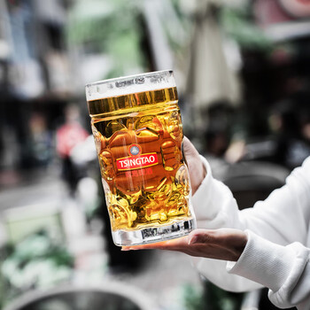 青岛啤酒专属杯 青岛啤酒杯 商用500ml玻璃扎啤杯子 大号1000ml特色