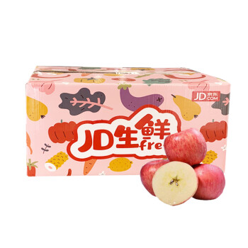京鮮生 陜西洛川紅富士蘋果 凈重10斤 單果200-260g 生鮮水果