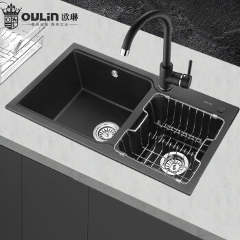 欧琳（OULIN）停售下架      花岗岩石槽GS202厨房洗菜盆洗碗池GS202 配8006精铜高抛龙头 785mm*430mm
