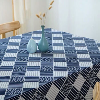 桌布ins风布艺小清新格子网红书桌茶几长方形台布餐桌布方格祥云锁边