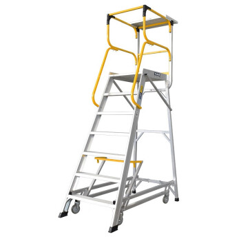 稳耐梯子铝合金人字梯七步平台梯2.8米理货梯超市仓库登高梯需组装 FS13595
