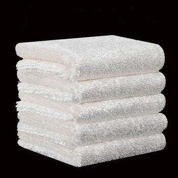 竹纤维洗碗布抹布吸水洗碗巾加厚厨房专用百洁布双层白色5条18x23cm