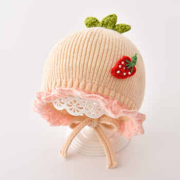 婴儿帽子女宝宝秋冬季公主帽超萌女童针织帽女孩系带护耳毛线帽冬