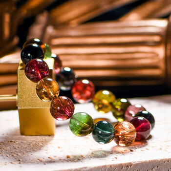 温似俞碧玺手链水晶7a高端透巴西老矿糖果彩色碧玺手链手串女 殿堂级