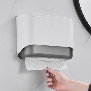 摩珂(hkmoke)挂壁式 可免打孔酒店卫生间方形纸巾盒擦手纸盒抽取式三