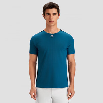 迪桑特descente运动健身系列男士短袖针织衫夏季新品dbdarkbluem170