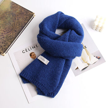 可爱短款百搭围脖冬季基础针织毛线小围脖学生百搭情侣围巾牛仔蓝色