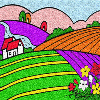 纸浆画 风景纸浆画材料包diy手工城堡小学生填色卡通创意作品夏天