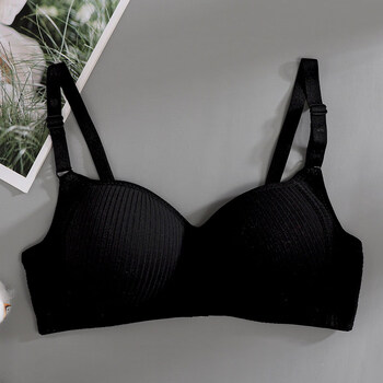 少女文胸薄款收副乳防下垂胸罩纹胸女性聚拢女式性感内衣黑色3270ab