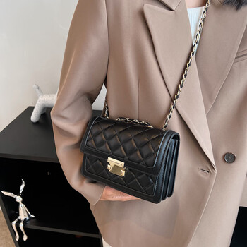 kuqidaishu包包女夏2023新款潮时尚小众菱格链条包百搭斜挎小方包撞色