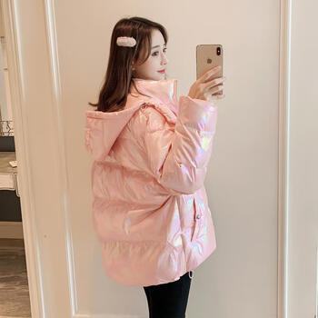 羽绒服女短款冬季新款韩版糖果仙女面包服炫彩粉色s105斤