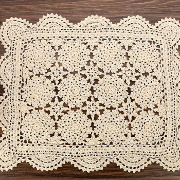 田园风】手工钩针钩花桌布立体镂空小桌布盖布 床头柜茶几装饰钩针钩