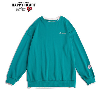 查尔斯桃心 卫衣男女情侣款 简约针织休闲圆领卫衣 男女同款 蓝绿色