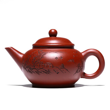 汇承奥宜兴紫砂壶名家张继丽原矿大红袍山景水平茶壶功夫茶具大红袍