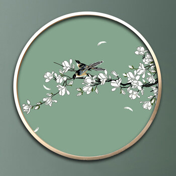 数字油画圆形装饰画diy数字油画花卉风景古典国风减压填充手工绘装饰