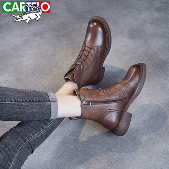 英伦马丁靴棉靴秋冬软底软面高帮棉皮鞋新品 棕色单里 39【图片 价格