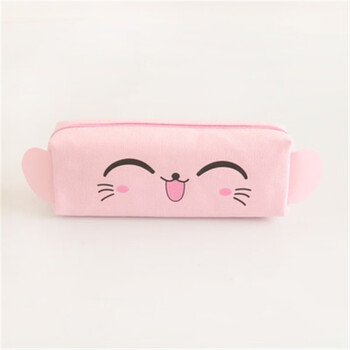 创意卡通铅笔盒学生纯色笔袋女 韩国文具袋男女生文具盒 粉色