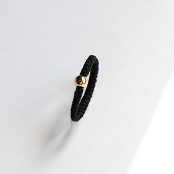 芙娜芬黄金小金珠黑绳戒指999足金转运珠金豆豆编绳指环男款女抖音