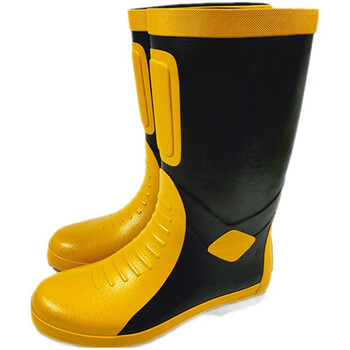 乐在雨中 执勤橡胶雨鞋 防水防滑 舒适耐磨 高筒橡胶拼色雨鞋 耐油耐