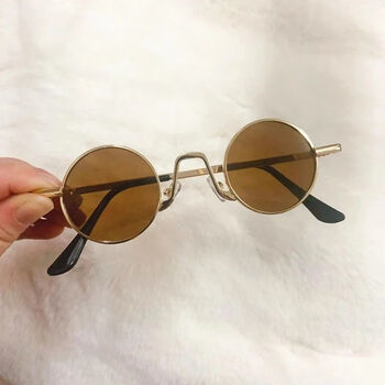 儿童圆框太阳镜儿童眼镜复古金属小圆框墨镜男女童太阳镜小孩时尚个性
