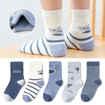 封雄弘桦男童袜子春秋冬季儿童棉袜卡通鲨鱼中筒中大童男孩宝宝袜子