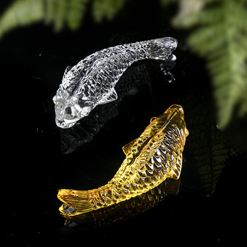 水晶鱼摆件琉璃鱼 吉祥物年年有余家居客厅小装饰品 小号黑色鱼